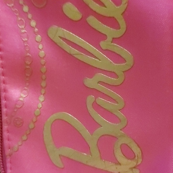 2012 barbie Mattel make up bag cosmetic pink zipper gold - Picture 4 of 4
